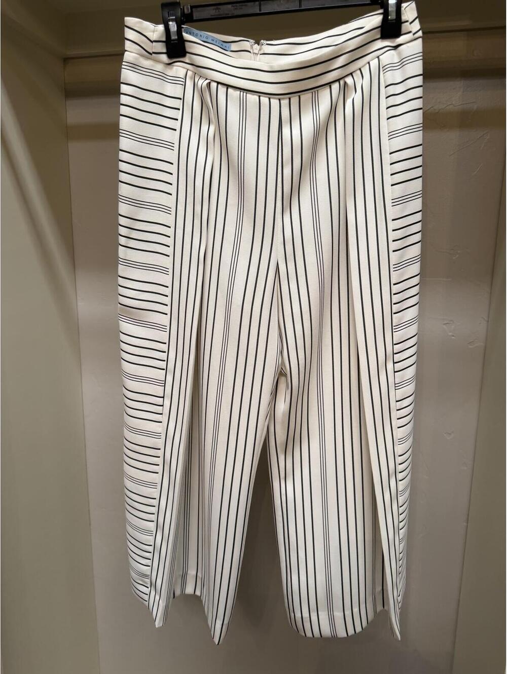 Antonio Melani Striped Wide-Leg Cropped Pants Size 8